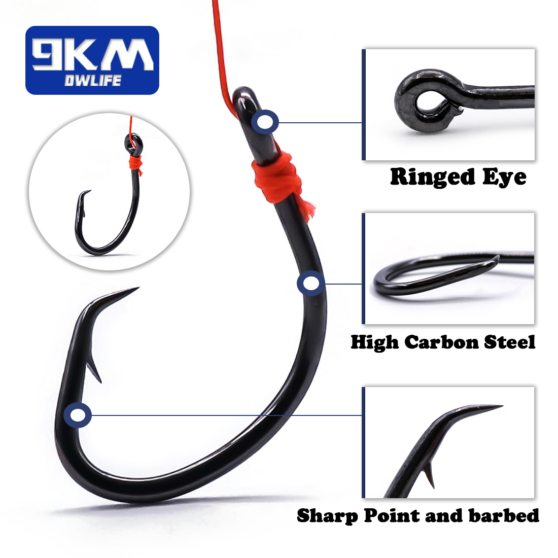 9KM Daire Kanca 25 ~ 50 Adet T - Fishing Hook Barbless incelemesi ve fiyatı